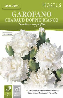 Hvozdík zahradní Chabaud Doppio Bianco, semena 0,4 g. 
