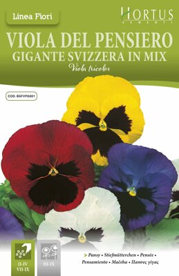 Violka trojbarevná Svizzera, velkokvětá, mix barev, semena 0,1 g