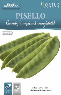 Hrášek cukrový Carouby (Rampicante Mangiatutto), 75 g semen. Exp. 12/24.