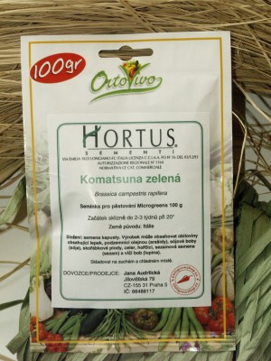 Komatsuna zelená, semínka pro pěstování microgreens a lístečků Baby Leaf, 100 g. Exp. 2/24.