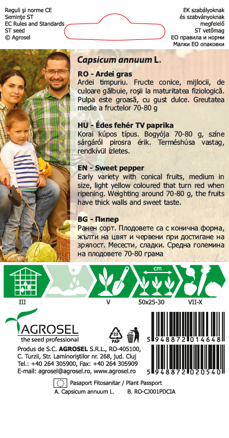 Paprika De Siria, 45 semen.