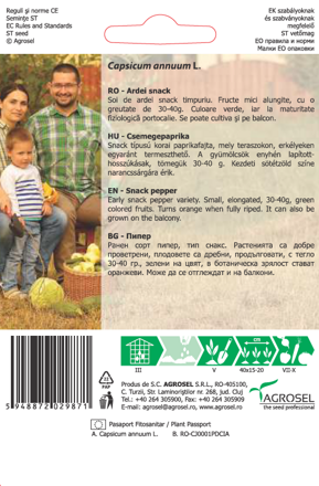 Paprička oranžová Snack Adelin, semena, 0,25 g. Exp. 11/25.