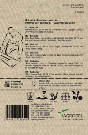 BIO semena brokolice Kalabréza Natalino, 2,5 g. Exp. 11/25.