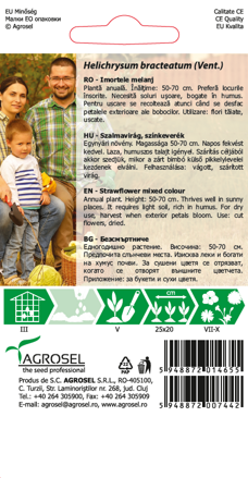 Slaměnka listenatá, mix barev, 1 g semen.