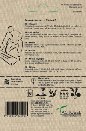 BIO semena mrkve Nantes 2, 2,5 g. Exp. 11/25.