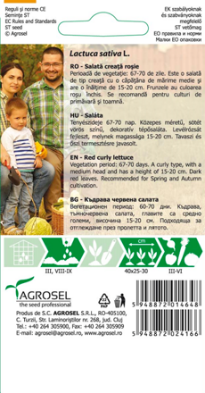 Salát kadeřavý, červený, Odagiu, semena, 1,5 g.