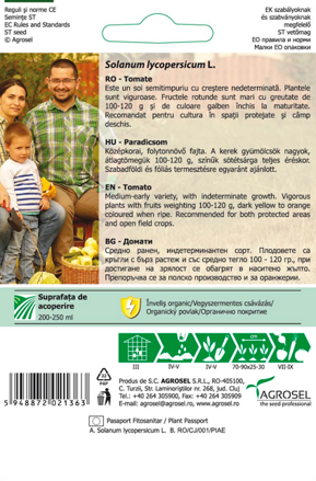 Rajče Bacovia oranžové, 0,7 g semínek