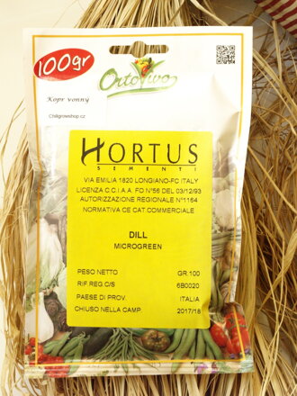 Kopr vonný, semínka ke klíčení a pro pěstování Microgreens, 100 g
