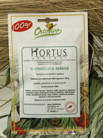 Komatsuna zelená, semínka pro pěstování microgreens a lístečků Baby Leaf